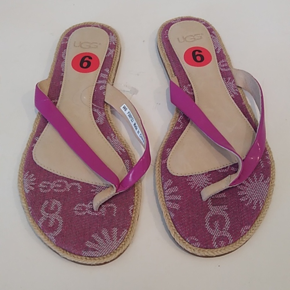 UGG Pink and Beige Sandals